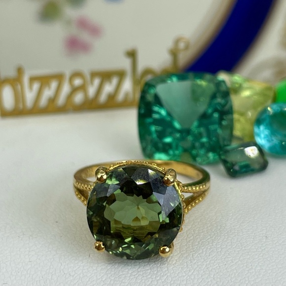 Clearance‼️8ct Green Tourmaline Solitaire 18k yellow Gold on 925 silver - Picture 7 of 16